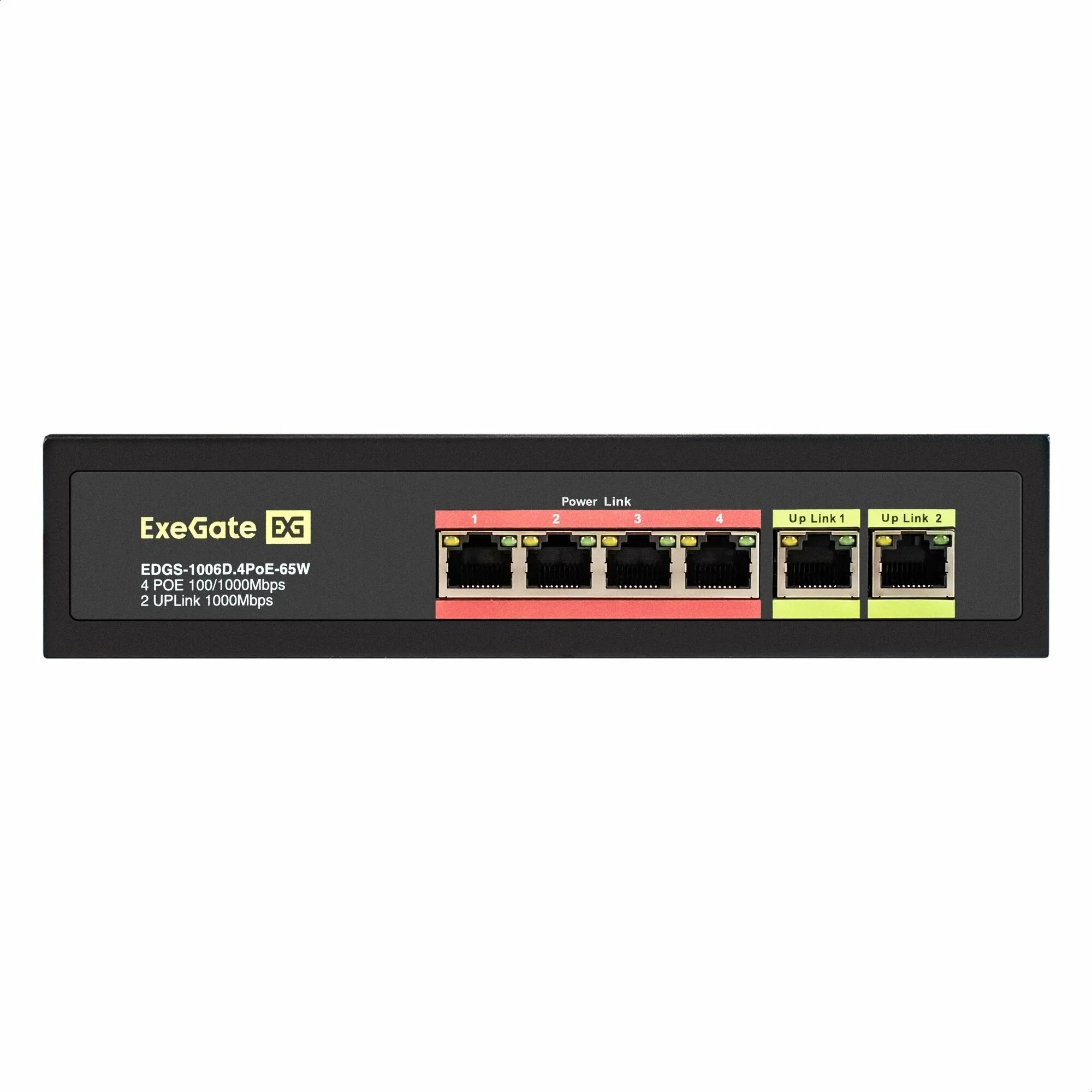 Коммутатор неуправляемый ExeGate EDGS-1006D.4PoE-65W (6-портовый гигабитный UTP 10/100/1000 Base-T: 4 порта IEEE 802.3af (PoE), мощность PoE: 15,4W, с
