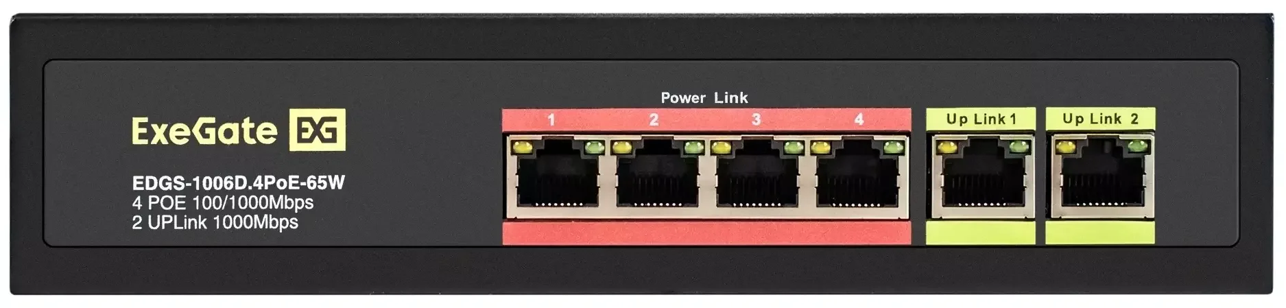 Коммутатор неуправляемый ExeGate EDGS-1006D.4PoE-65W (6-портовый гигабитный UTP 10/100/1000 Base-T: 4 порта IEEE 802.3af (PoE), мощность PoE: 15,4W, с