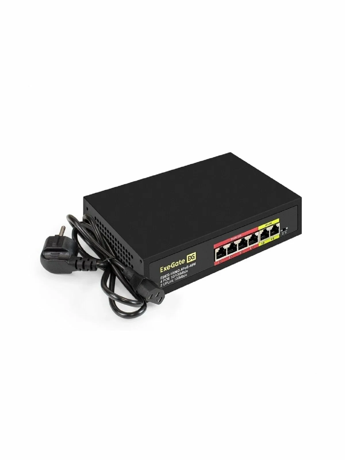 Коммутатор неуправляемый ExeGate EDGS-1006D.4PoE-65W (6-портовый гигабитный UTP 10/100/1000 Base-T: 4 порта IEEE 802.3af (PoE), мощность PoE: 15,4W, с