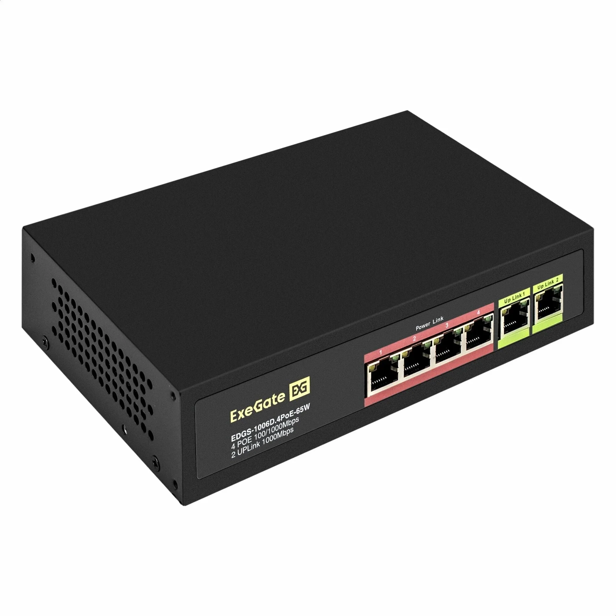 Коммутатор неуправляемый ExeGate EDGS-1006D.4PoE-65W (6-портовый гигабитный UTP 10/100/1000 Base-T: 4 порта IEEE 802.3af (PoE), мощность PoE: 15,4W, с