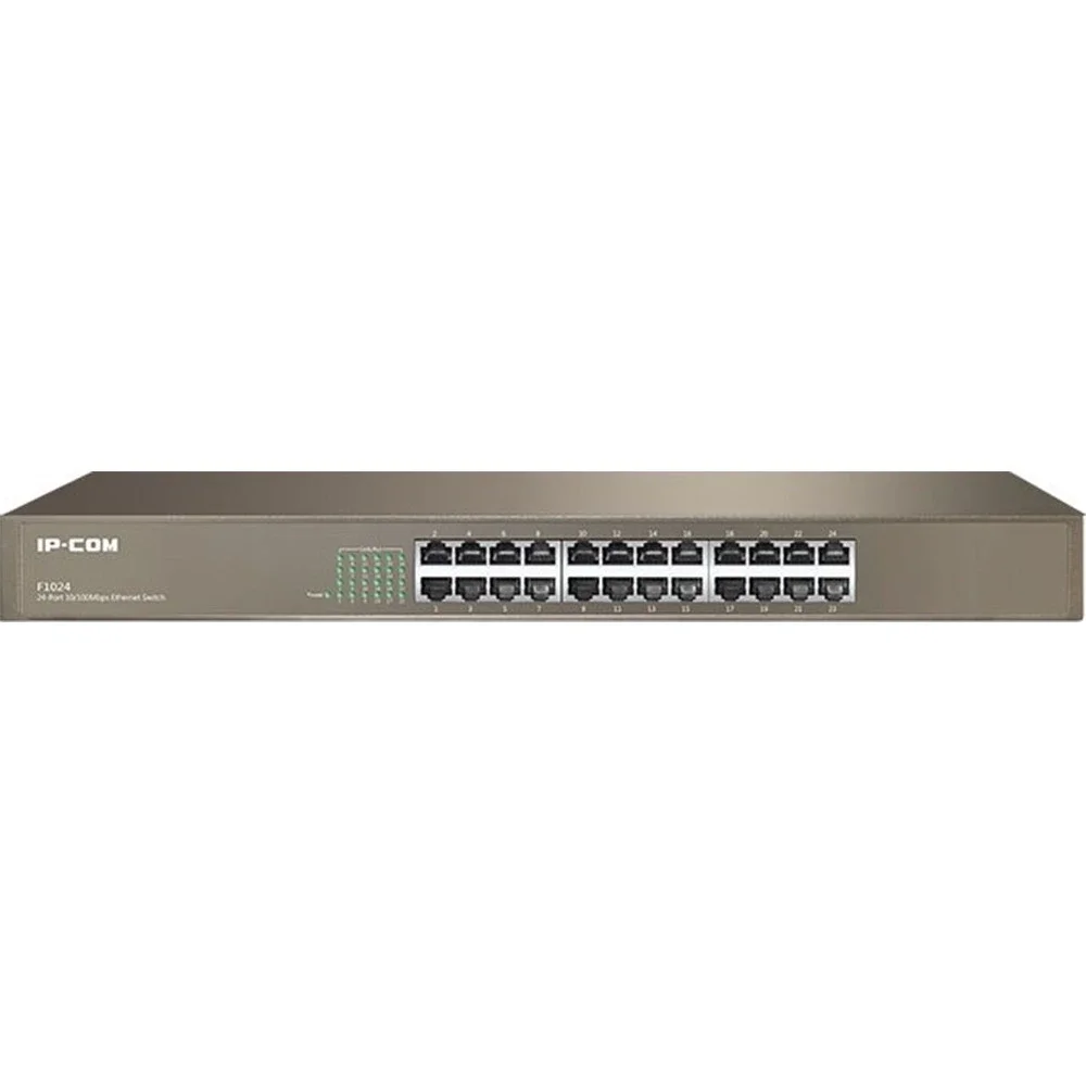 Коммутатор неуправляемый IP-COM F1024 24 порта, 24x100 Мбит/с, установка в стойку, металлический корпус