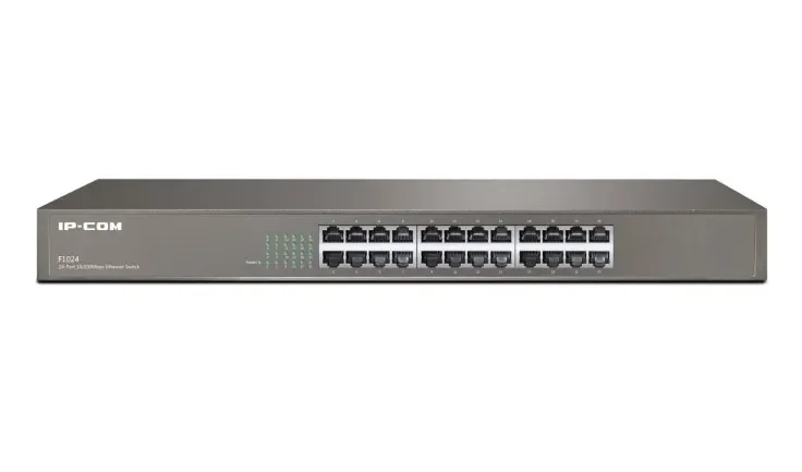 Коммутатор неуправляемый IP-COM F1024 24 порта, 24x100 Мбит/с, установка в стойку, металлический корпус