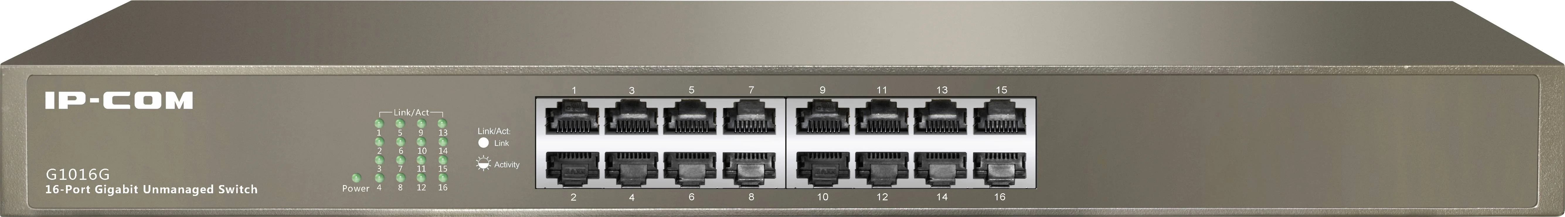 Коммутатор неуправляемый IP-COM G1128P-24-410W PoE, 28 портов, 26x1 Гбит/с, SFP 2x1 Гбит/с, PoE 24x30 Вт (до 370 Вт)