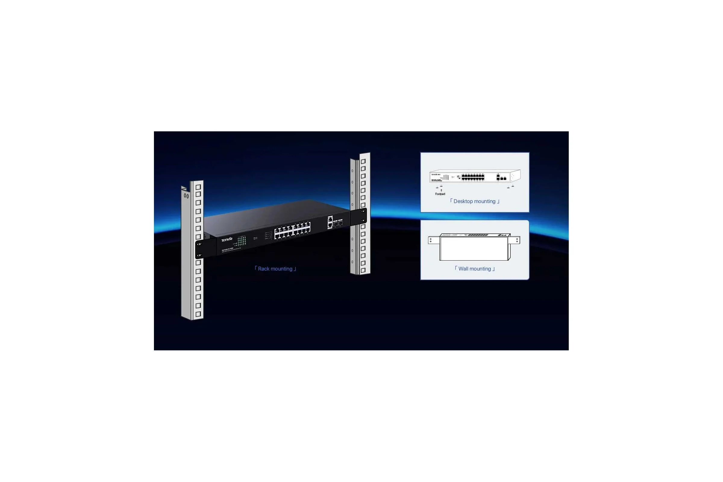 Коммутатор неуправляемый PoE Tenda TEG1120P-16-150W 18 портов, 18x1 Гбит/с, PoE 16х30 Вт (до 150Вт), SFP 2x1 Гбит/с