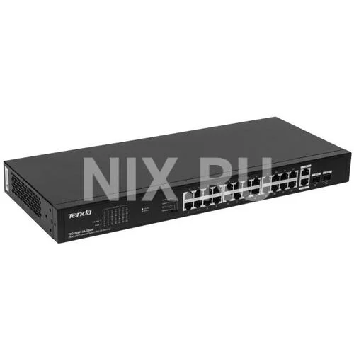 Коммутатор неуправляемый Tenda TEG1128P-24-250W PoE, 26x1 Гбит/с, PoE 24х30 Вт (до 230Вт), SFP 2х1 Гбит/с