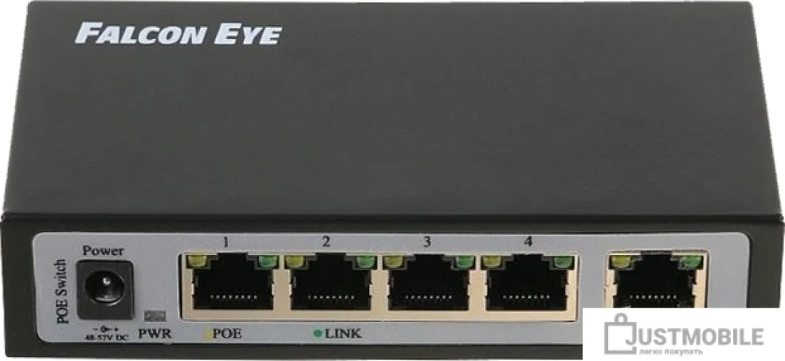 Коммутатор сетевой FE-104POE-S 5 портов 10/100 Мбит/с (IEEE802.3u 100BaseTX) из них 4 c поддержкой PoE (IEEE802.3at) до 15,4Вт на порт (HI POE), Сумма