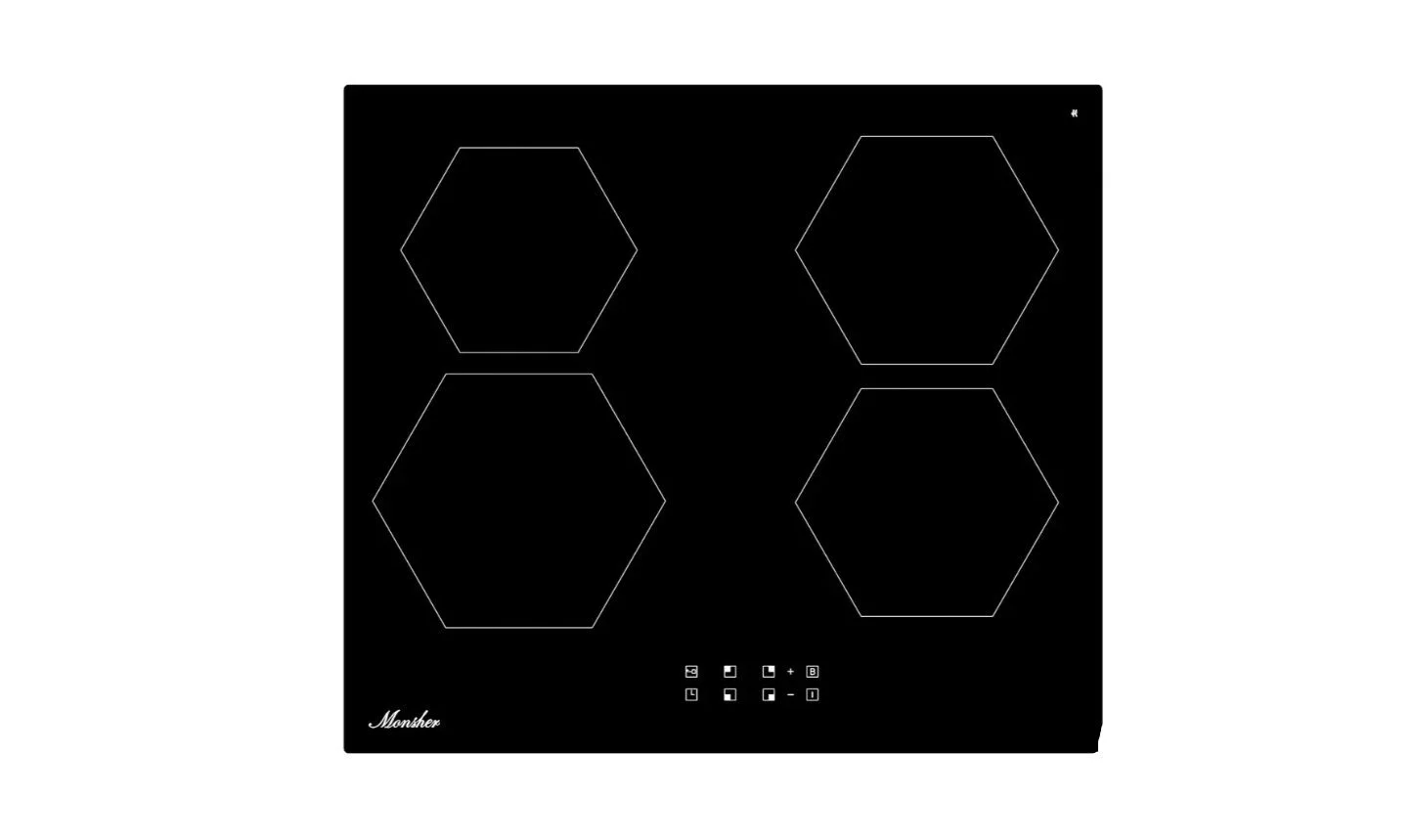 Варочная панель Monsher MHI 6101, индукция, High-Tech, 59 см, 9 уровней мощности, блокировка управления, автоматическое отключение, таймер, Booster, с