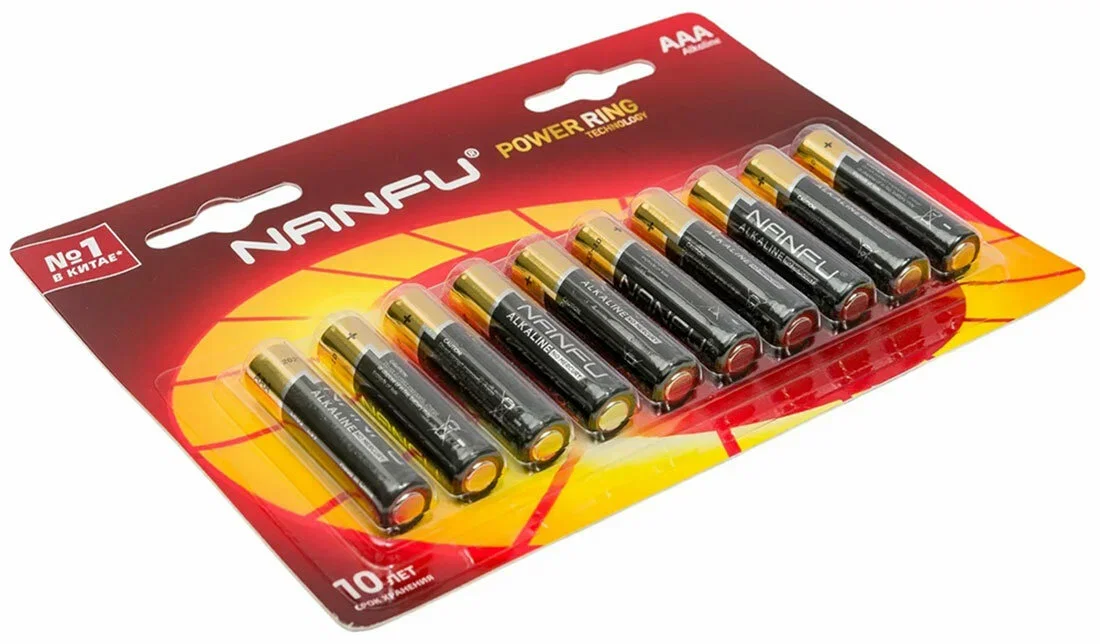 Батарейка, аккумулятор и зарядное устройство для него Nanfu AAA (10 шт) LR03-10B