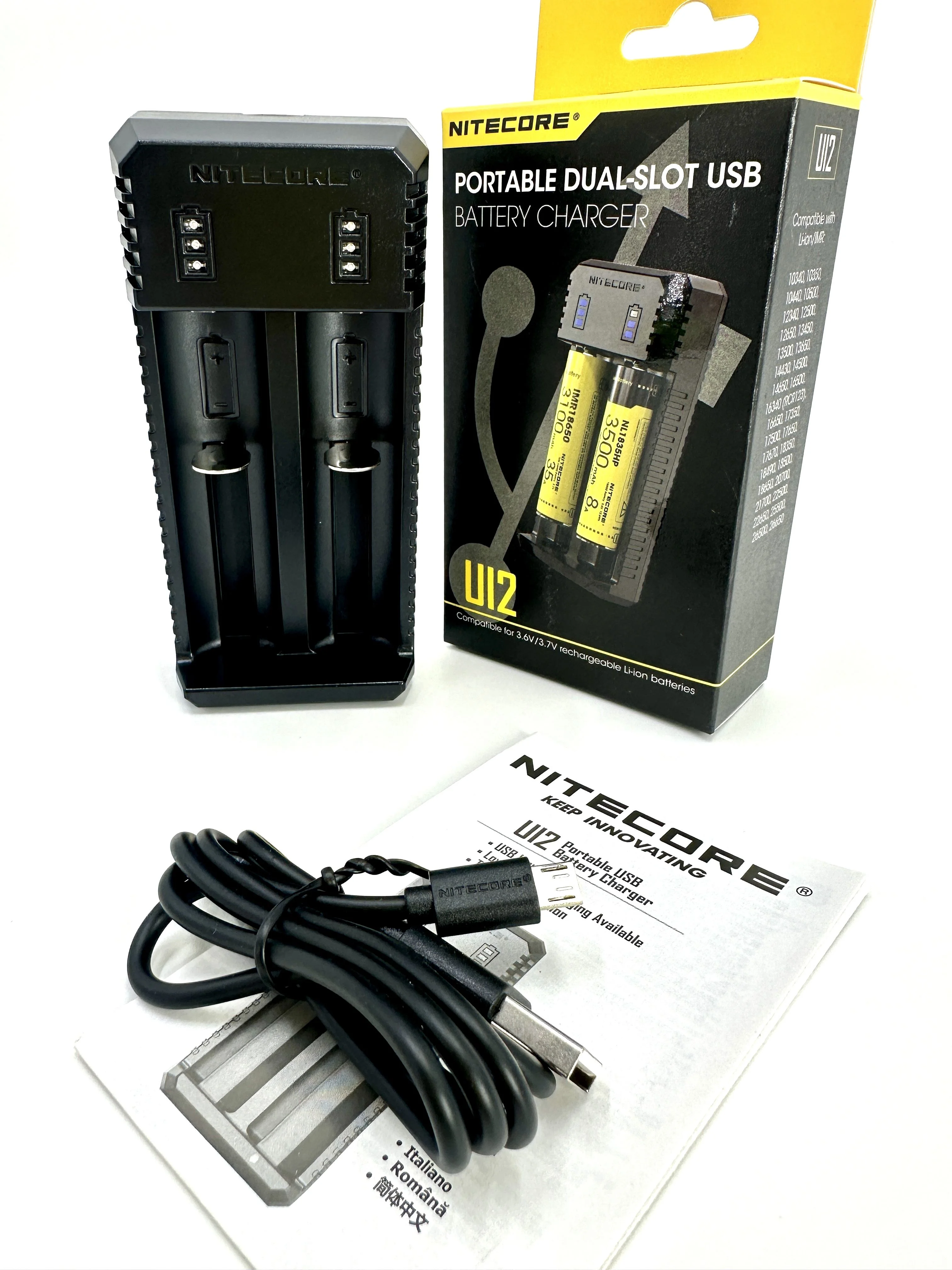 Батарейка, аккумулятор и зарядное устройство для него Nitecore UI2 18650/21700 на 2*АКБ Intellicharge V2 Совместим с Li-ion и IMR аккумуляторами с авт