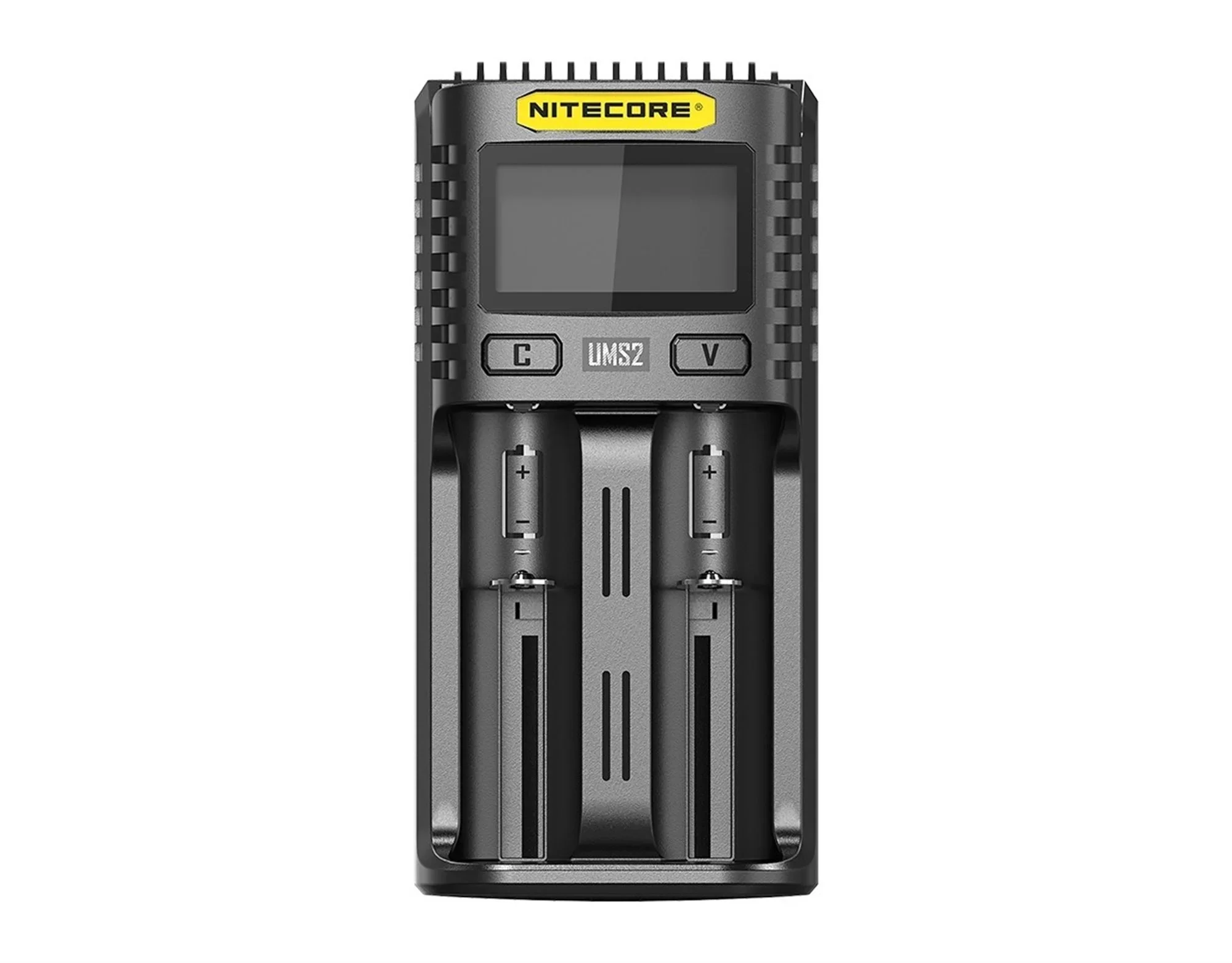 Батарейка, аккумулятор и зарядное устройство для него Nitecore UMS2 18650/21700 на 2*АКБ Intellicharge V2, совместимо с Li-ion/IMR и Ni-MH/Ni-Cd аккум