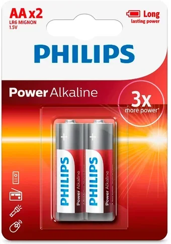Батарейка, аккумулятор и зарядное устройство для него Philips Power Alkaline, щелочная, 16+16 AA, в пленке (LR6P32FV/97)