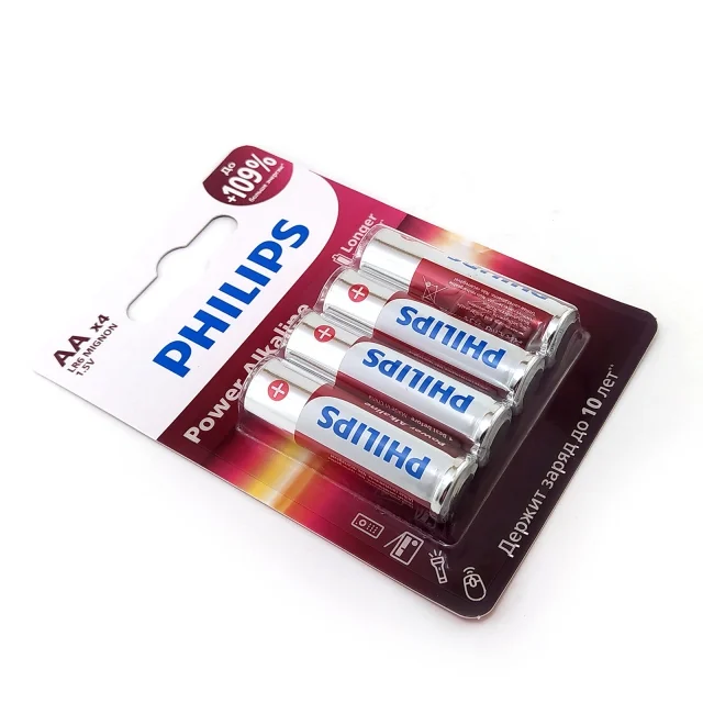 Батарейка, аккумулятор и зарядное устройство для него Philips Power Alkaline, щелочная, 16+16 AA, в пленке (LR6P32FV/97)