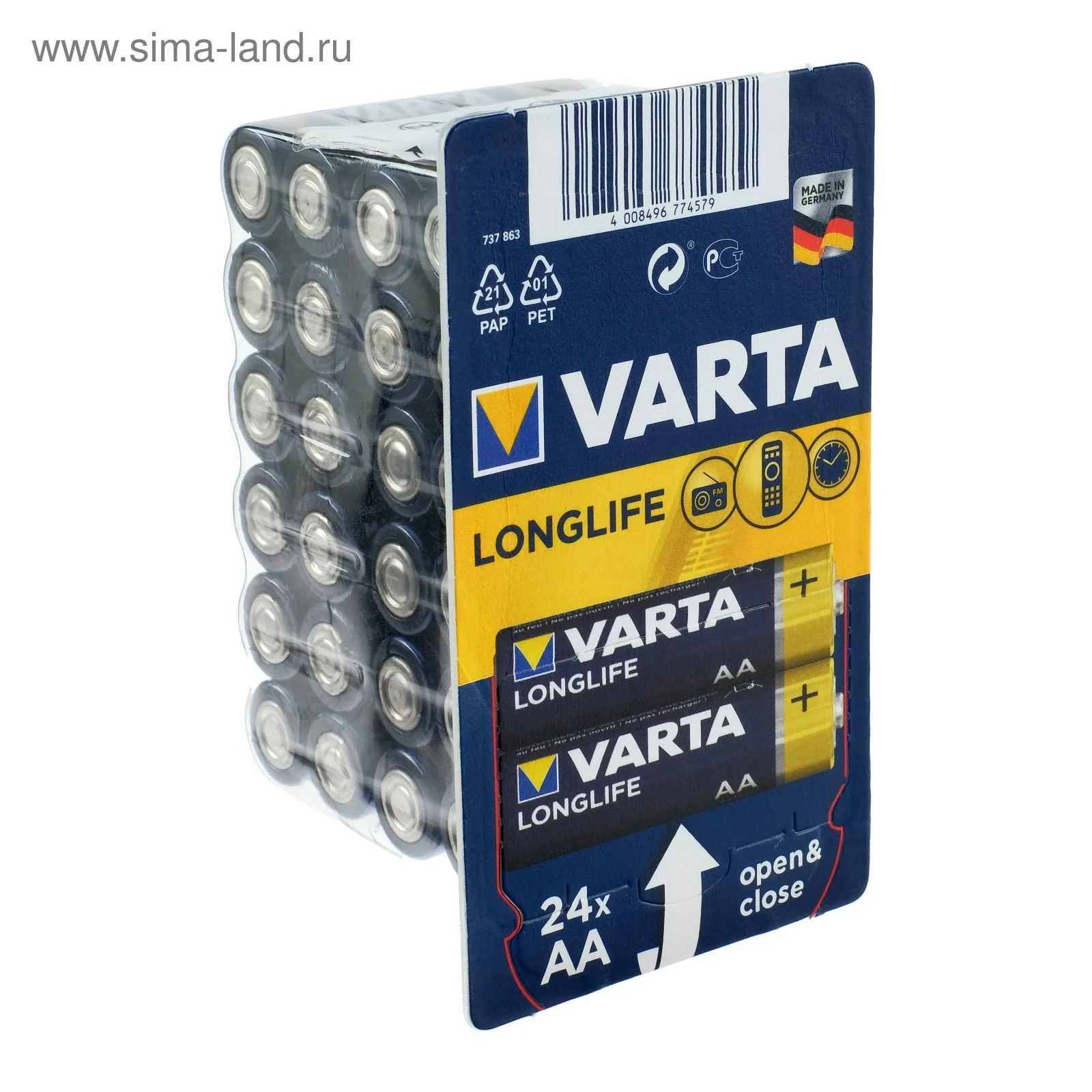 Батарейка, аккумулятор и зарядное устройство для него Varta LONGLIFE AA big box 24