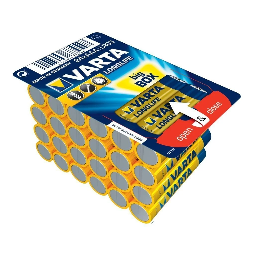 Батарейка, аккумулятор и зарядное устройство для него Varta LONGLIFE AAA big box 24