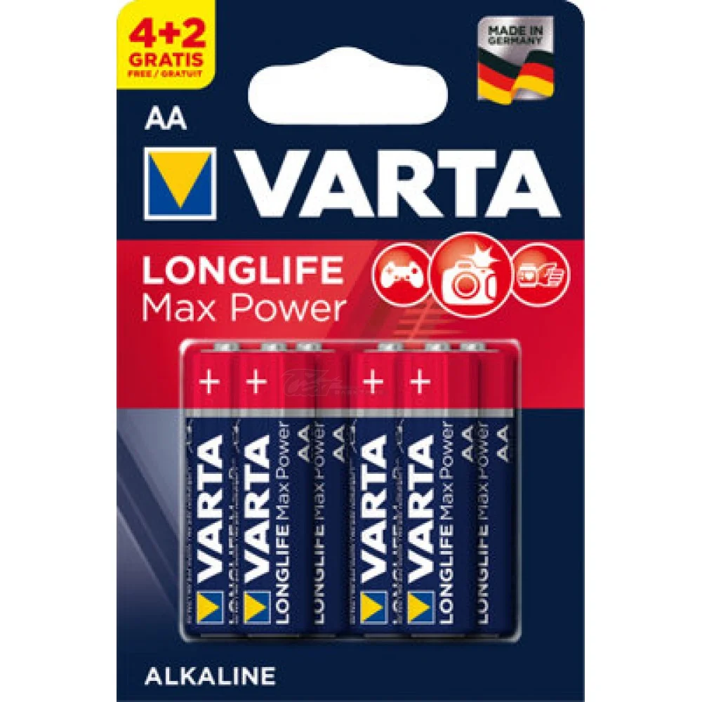 Батарейка, аккумулятор и зарядное устройство для него Varta LONGLIFE MAX P. AA бл.4