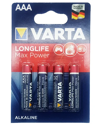 Батарейка, аккумулятор и зарядное устройство для него Varta LONGLIFE MAX P. AАA бл.4