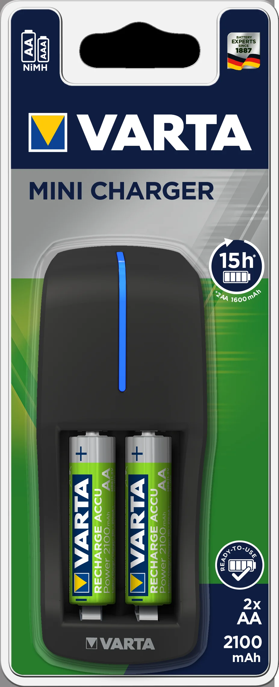 Батарейка, аккумулятор и зарядное устройство для него Varta Mini Charger, black