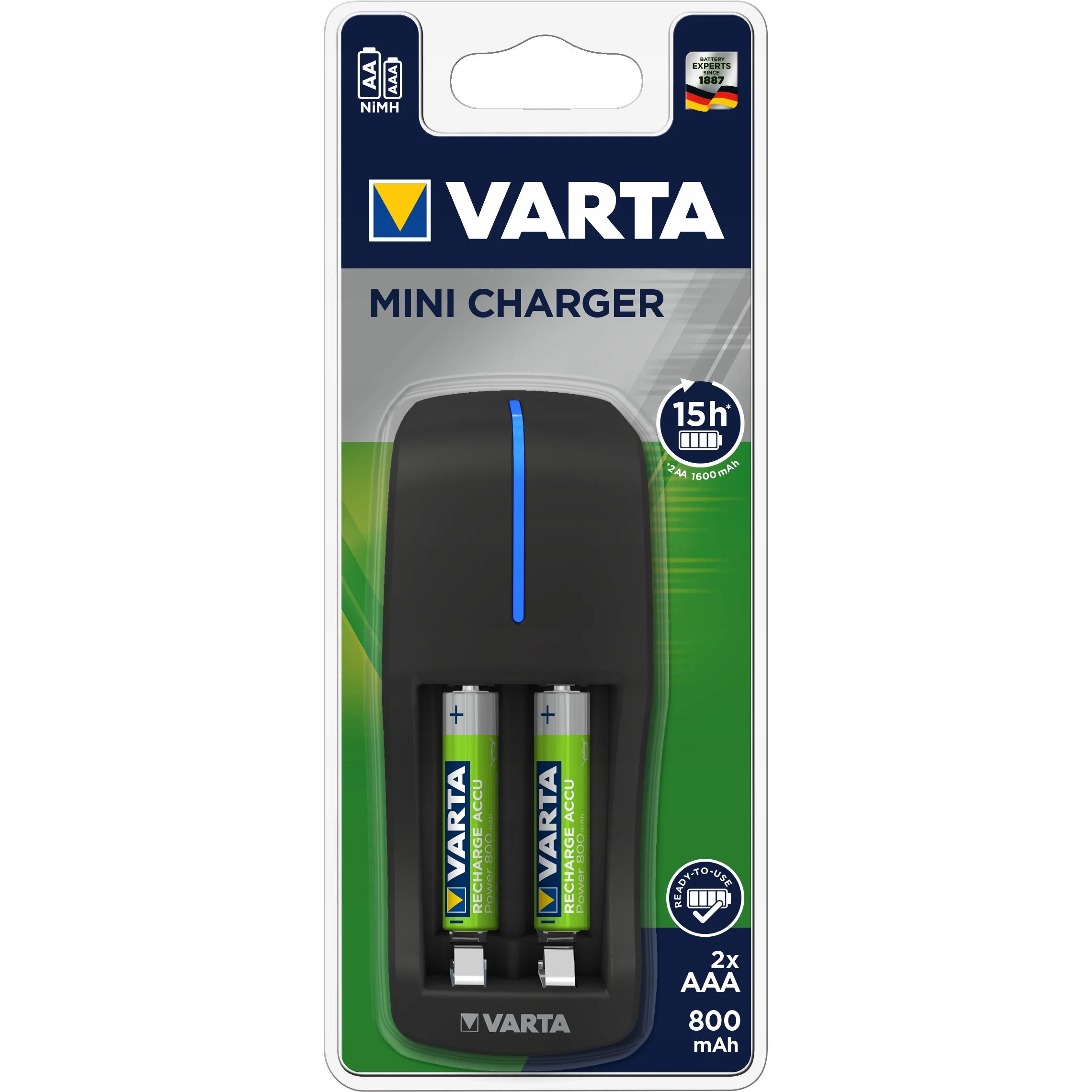 Батарейка, аккумулятор и зарядное устройство для него Varta Mini Charger, black
