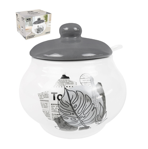 Сахарница Lavenir "Today" 600 мл, 12,5 см HC210-L812 с ложкой доломит