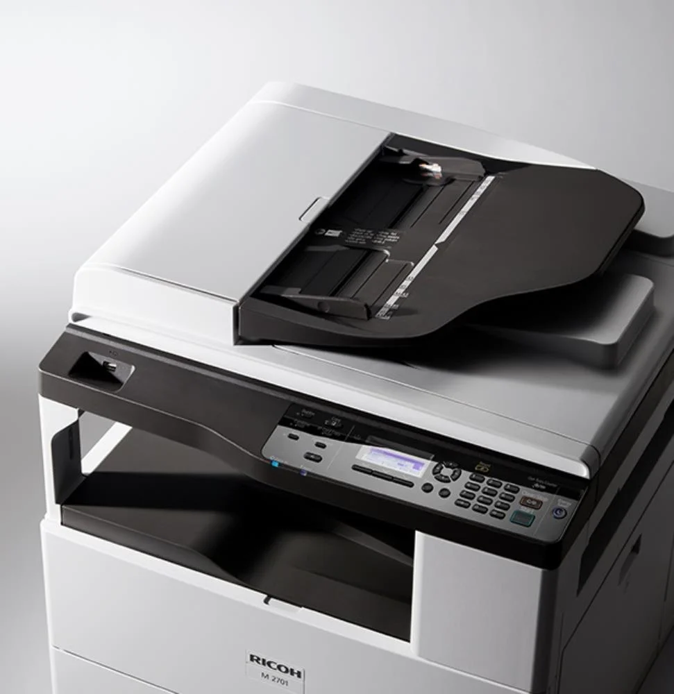 МФУ лазерное ч/б RICOH M 2701 (A3, ч/б, 512Мб, 27стр/мин, дуплекс, 600 dpi, GDI, GigaLAN, ARDF50, цв. сканер, 500л