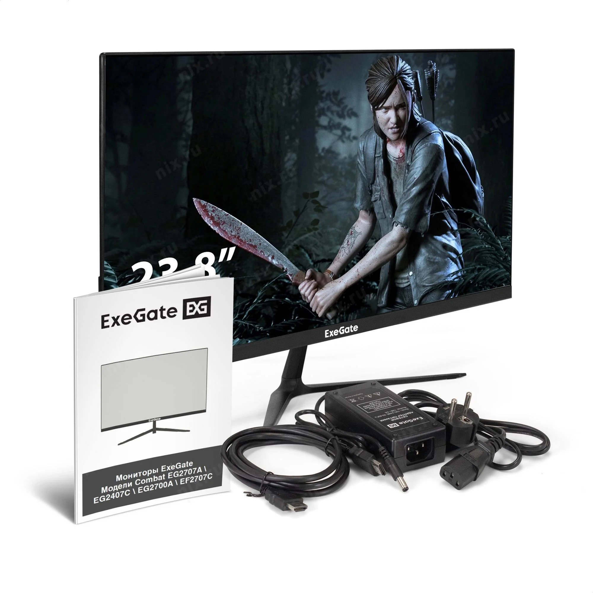Монитор 23.8" ExeGate Combat EG2407C IPS 1920x1080, 165 Гц, 1 мс, 16:9, 300 кд/м2, 1xHDMI, 1xDP, 1x3.5 мм, черный