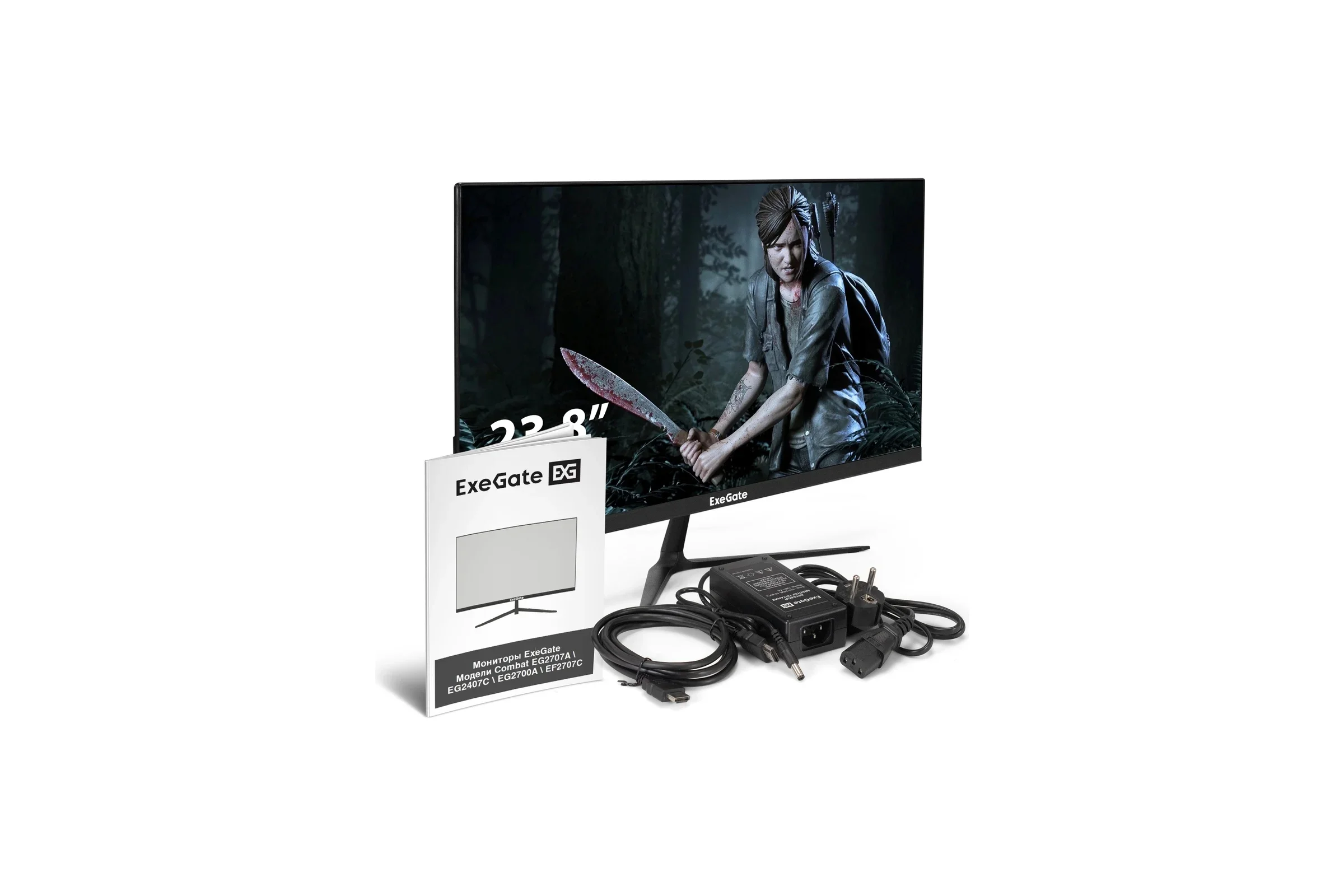 Монитор 23.8" ExeGate Combat EG2407C IPS 1920x1080, 165 Гц, 1 мс, 16:9, 300 кд/м2, 1xHDMI, 1xDP, 1x3.5 мм, черный