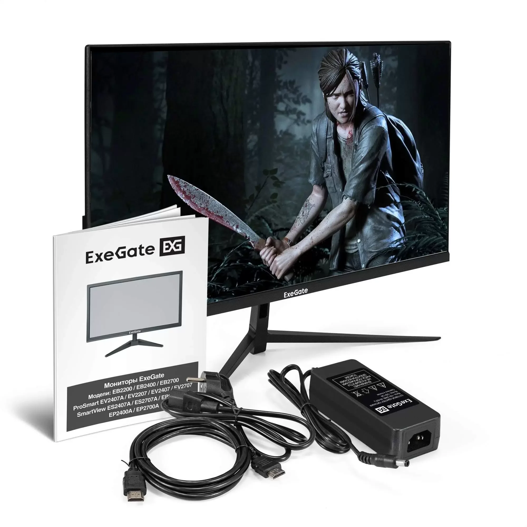 Монитор 23.8" ExeGate ProSmart EV2407 VA 1920x1080, 75 Гц, 5 мс, 16:9, 250 кд/м2, 1xHDMI, 1xVGA, черный
