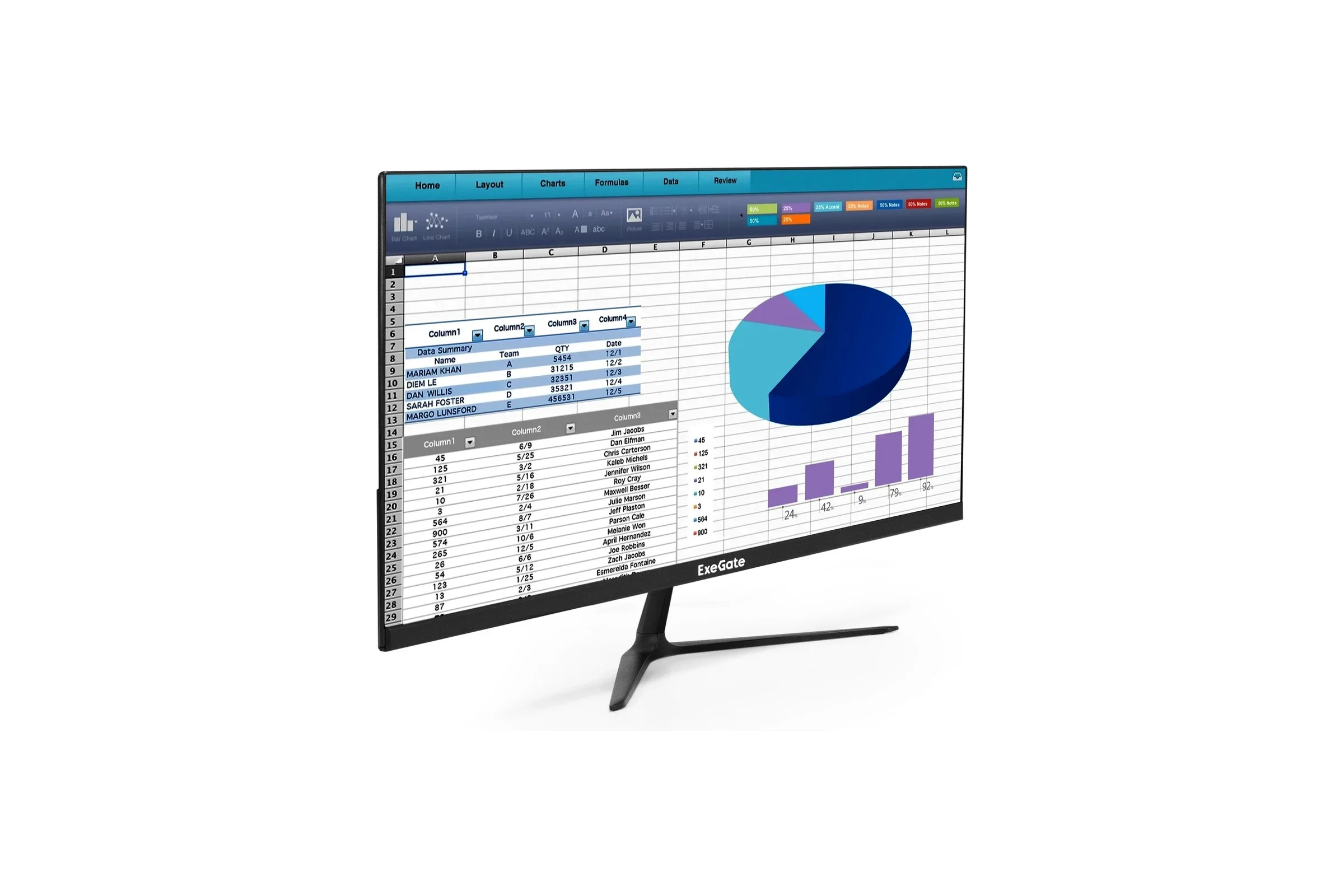 Монитор 23.8" ExeGate SmartView ES2407A IPS 1920x1080, 75 Гц, 5 мс, 16:9, 250 кд/м2, 1xHDMI, 1xDP, 1xVGA, 1x3.5 мм, черный