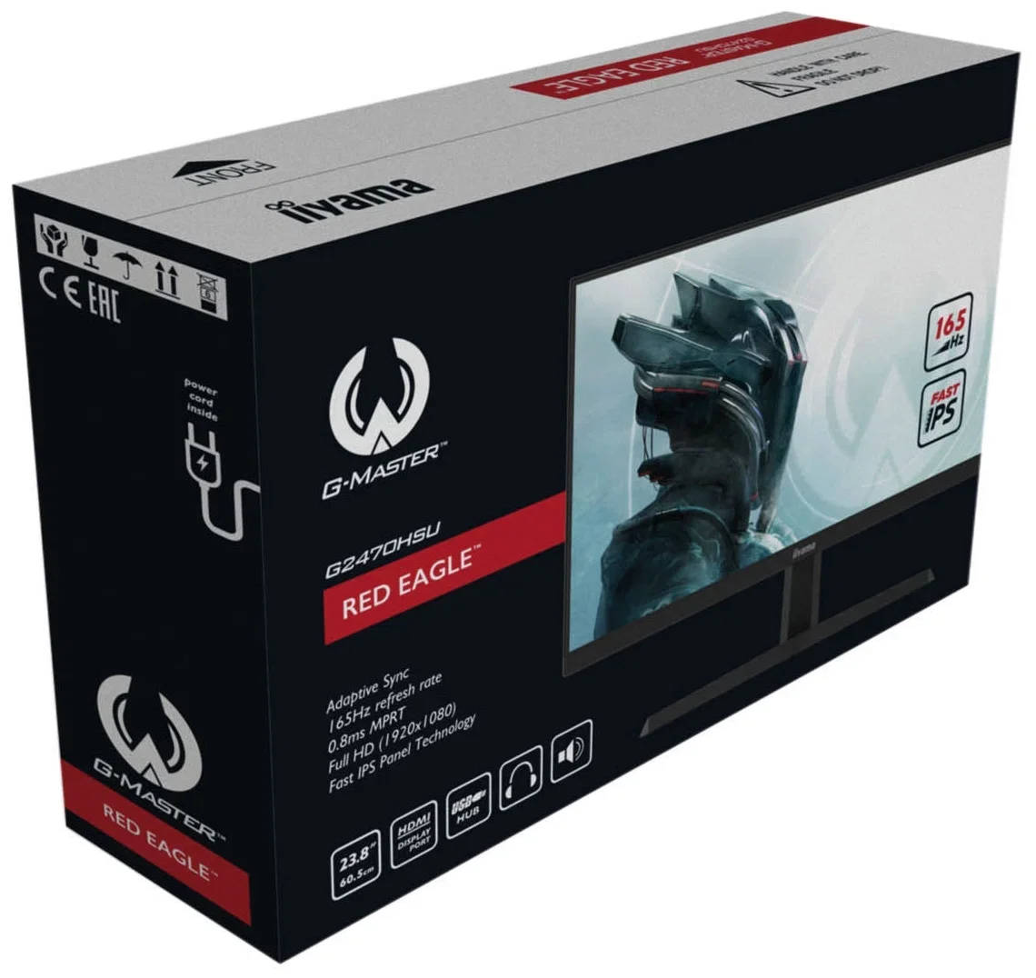 Монитор 23.8" Iiyama G-Master Red Eagle G2470HSU-B1 IPS 1920x1080, 165 Гц, 0.8 мс, 16:9, 250 кд/м², 2x2 Вт, 1xHDMI, 1xDP, USB, черный