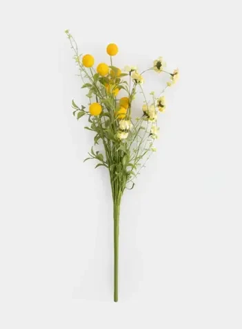 Ветка декоративная, 59 см, пластик/металл, Желтый букет, Interior spring