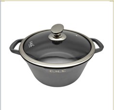 OMS Кастрюля с крышкой стеклянной 20х9 см (2,5 л) с АПП, цв.серый.,арт.15018-IND-20-Gr