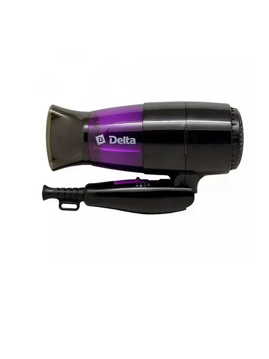 Фен Delta DL-0907 черный/фиолетовый, 1400 Вт, компактный