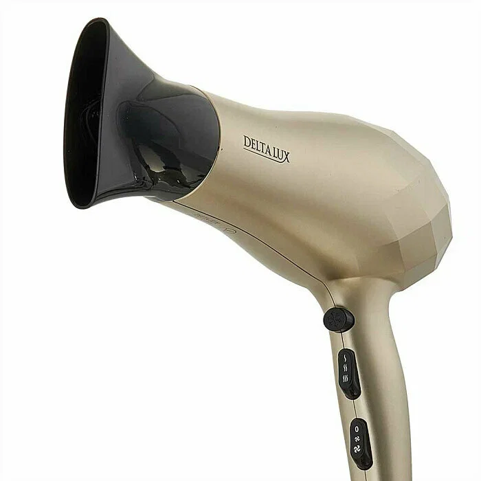 Фен DELTA LUX DL-0941 золотой/черный, 2200 Вт, ионизация