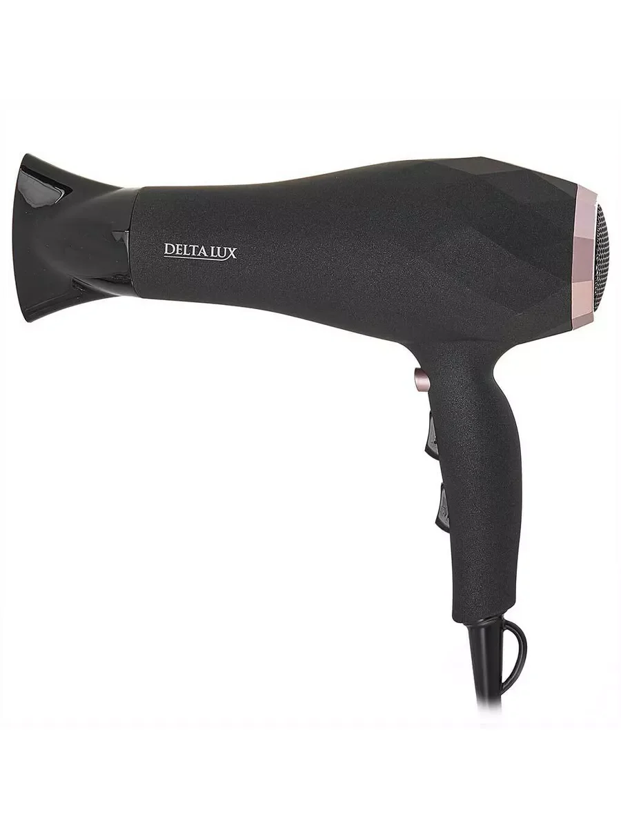 Фен DELTA LUX DL-0941 черный/розовый, 2200 Вт, ионизация