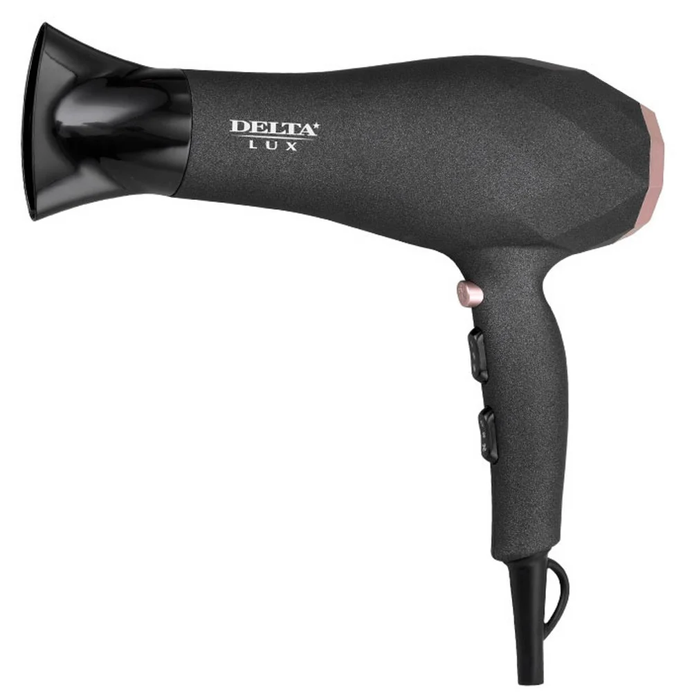 Фен DELTA LUX DL-0941 черный/розовый, 2200 Вт, ионизация