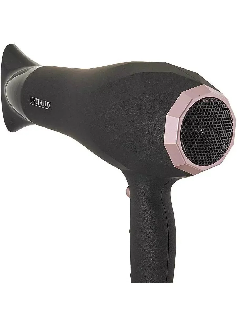 Фен DELTA LUX DL-0941 черный/розовый, 2200 Вт, ионизация