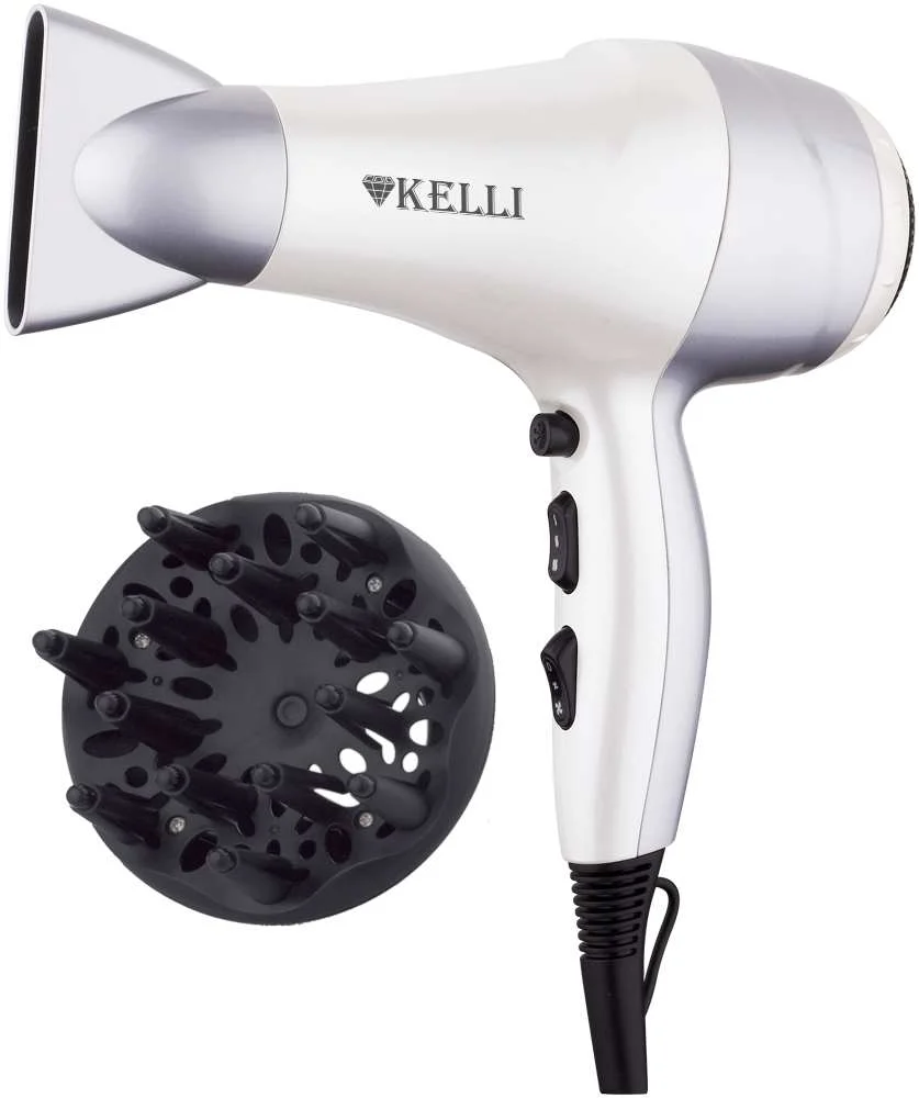 Фен Kelli KL-1101 серебристый/розовый, 2400 Вт