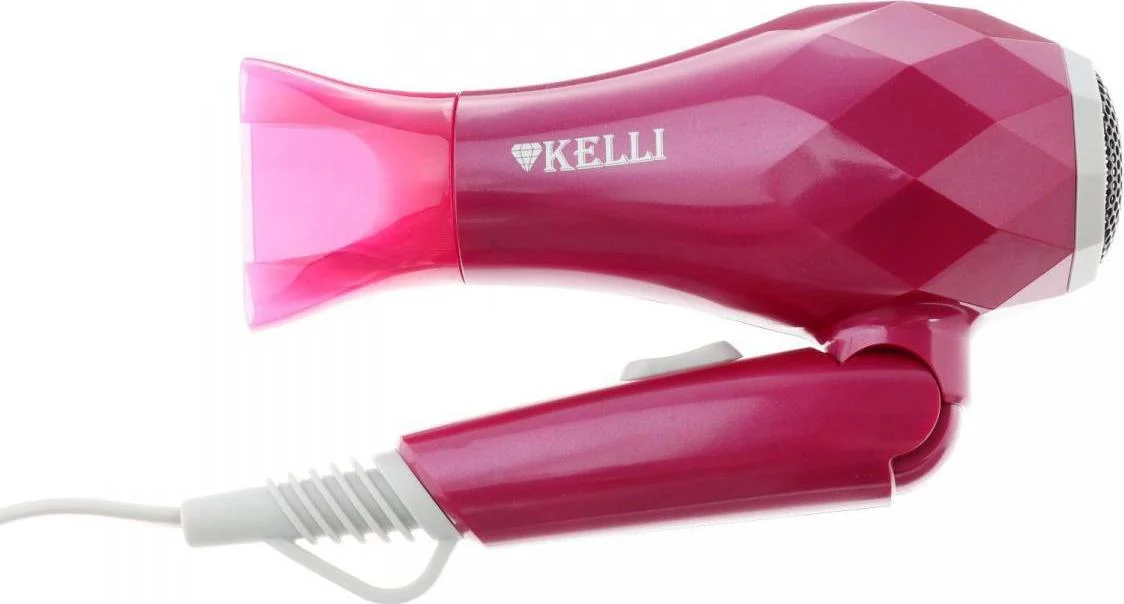 Фен Kelli KL-1124 розовый, 1800 Вт, компактный