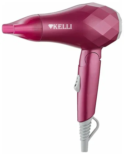 Фен Kelli KL-1124 розовый, 1800 Вт, компактный