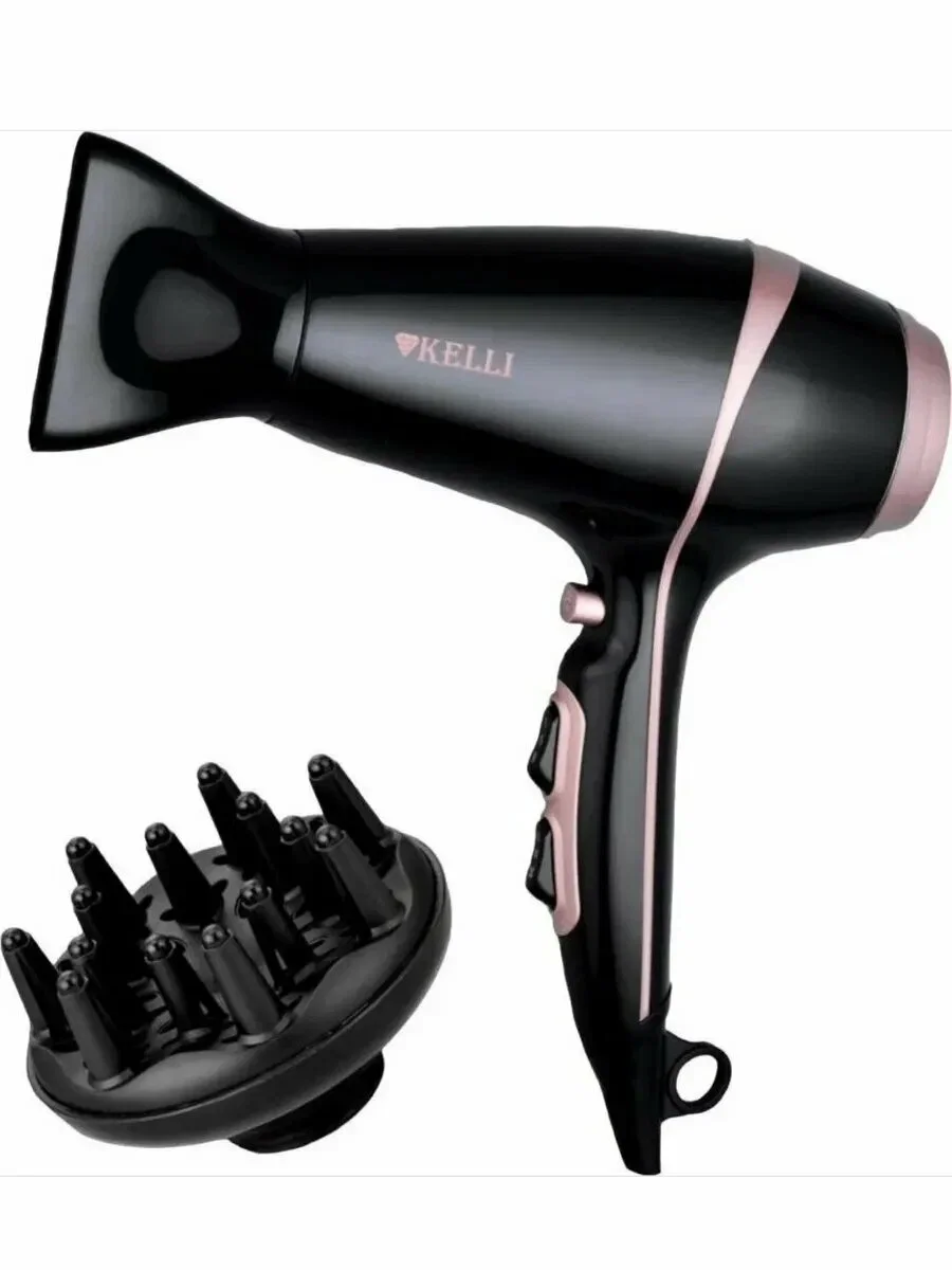 Фен Kelli KL-1129 черный/розовый, 2400 Вт