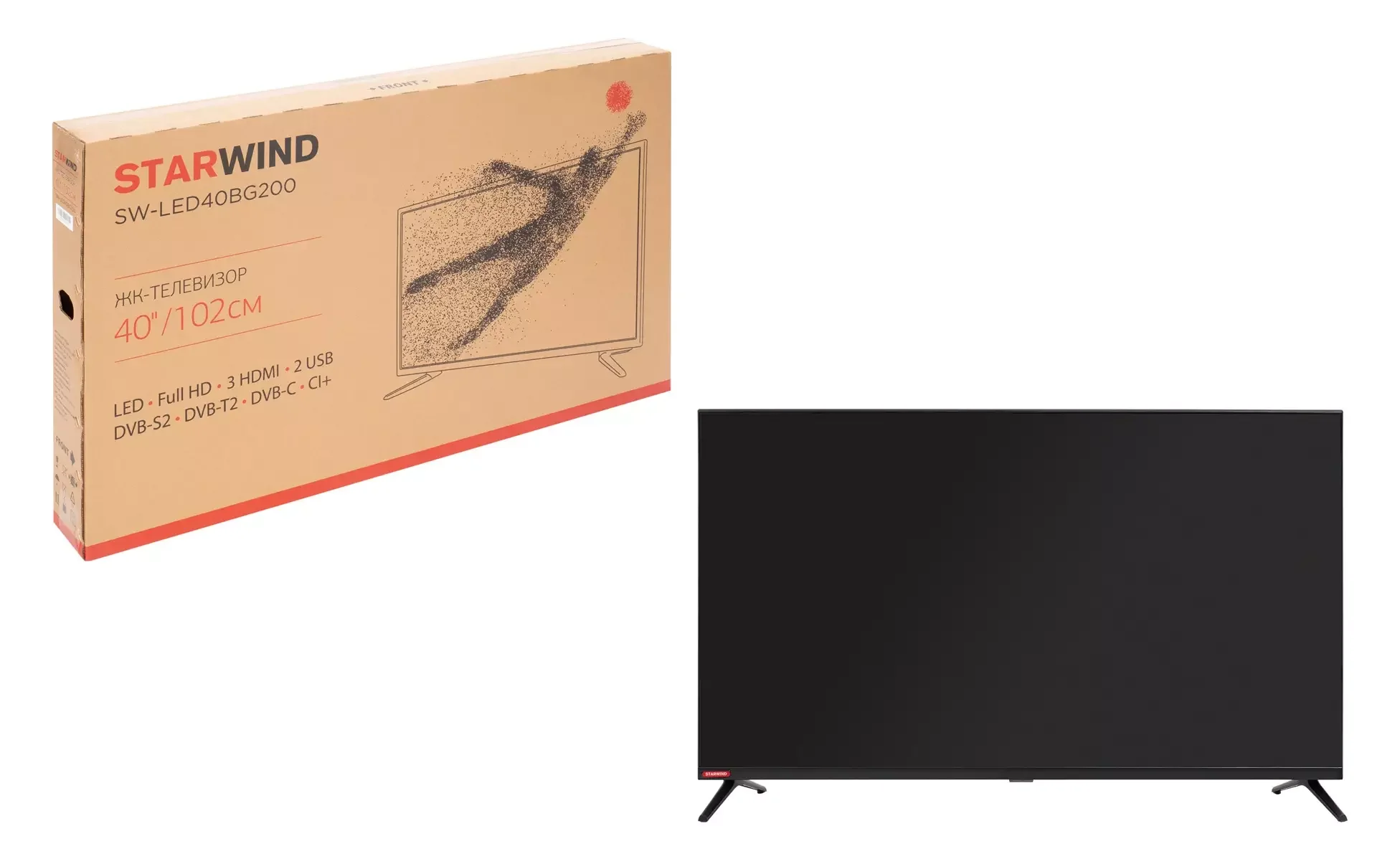 Телевизор LED 32" STARWIND SW-32BG200 черный 1366x768, HD READY, 60 Гц, DVB-C, DVB-T, DVB-T2, HDMI