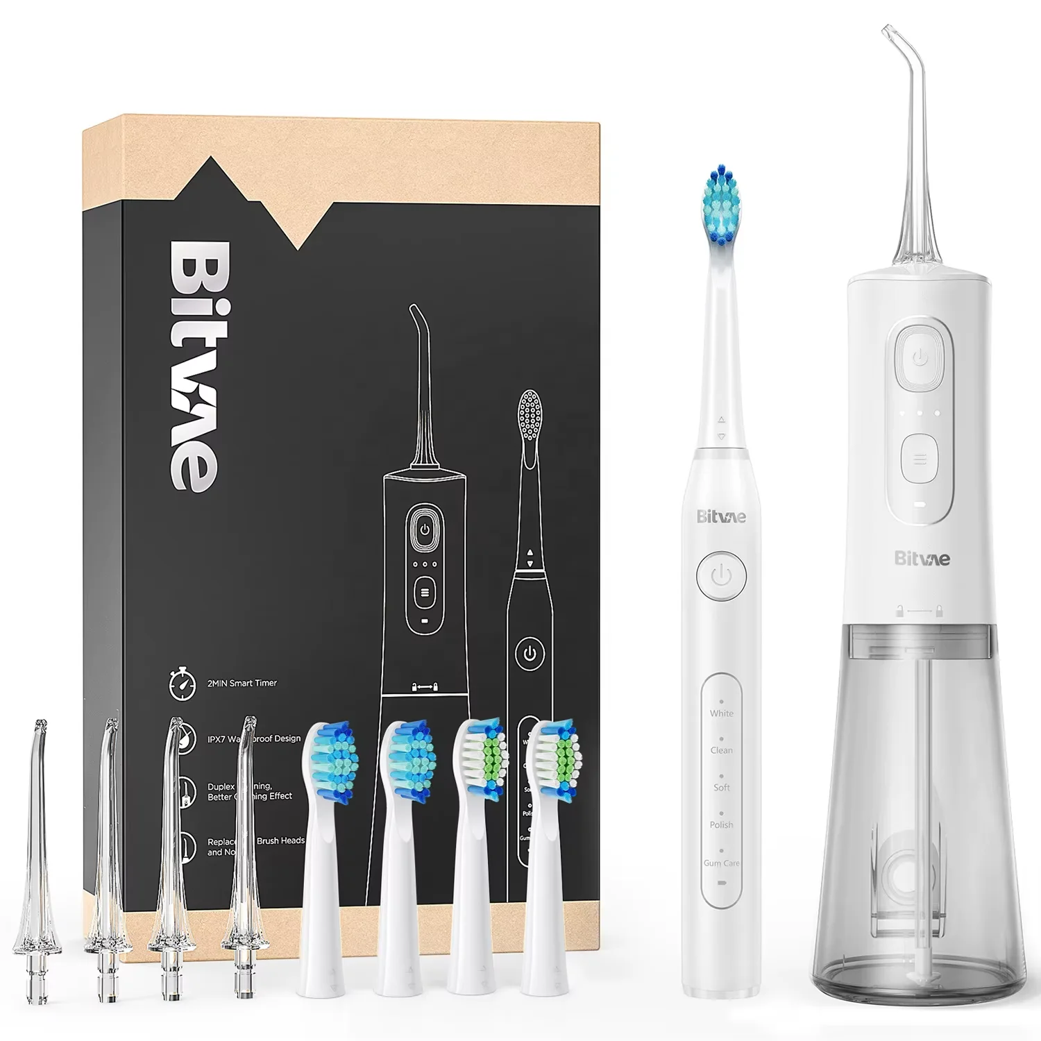 Ирригатор Bitvae D2 Daily Toothbrush C2 (4 насадки к щетке + 4 насадки к ирригатору) (D2+С2) GLOBA