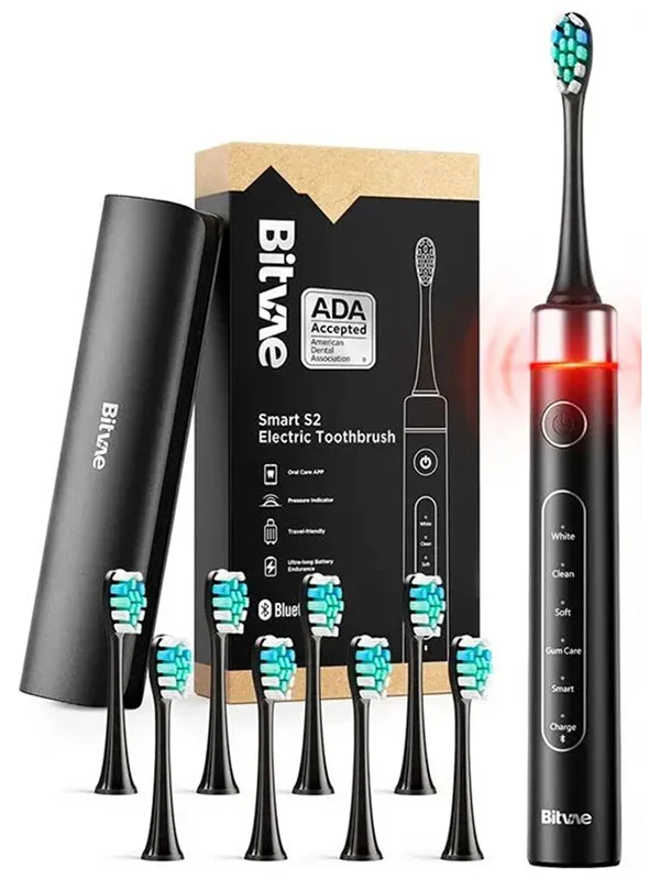 Электрическая зубная щетка Bitvae S2 Toothbrush с поддержкой приложения для смартфонов, S2 GLOBAL, черная