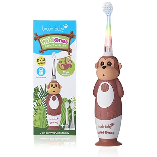 Электрическая зубная щетка Brush-Baby Sonic WildOnes Обезьяна 0-10 лет