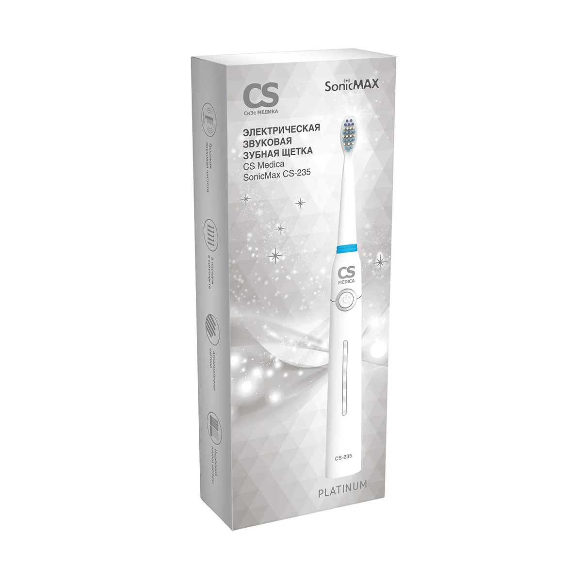 Электрическая зубная щетка CS Medica SonicMax CS-235, белая, 5 насадок