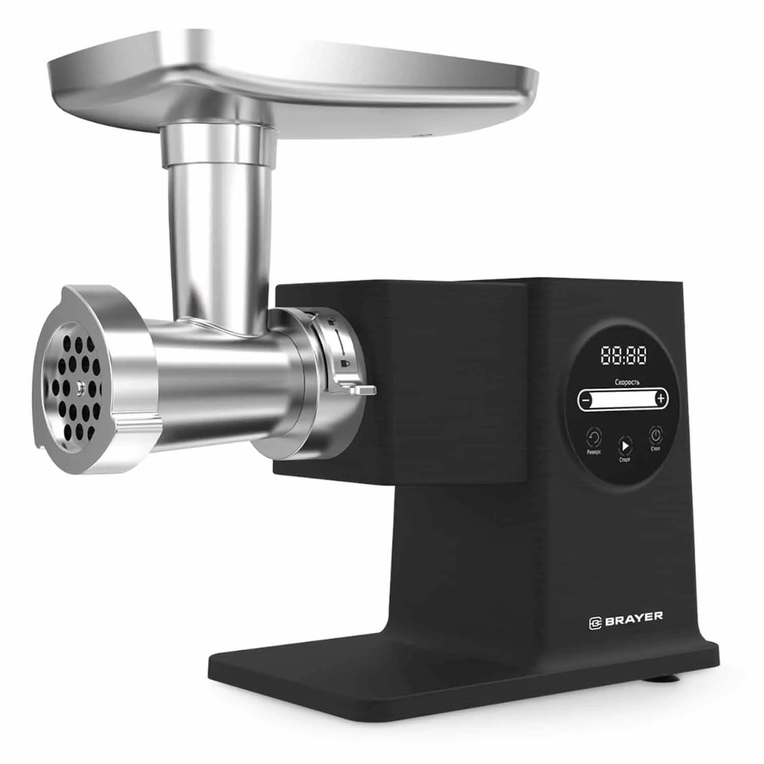 Мясорубка BRAYER 1611BR,2500 Вт, 2.5 кг/мин, LCD дисплей, сенсор управление, 2 диска из нержав