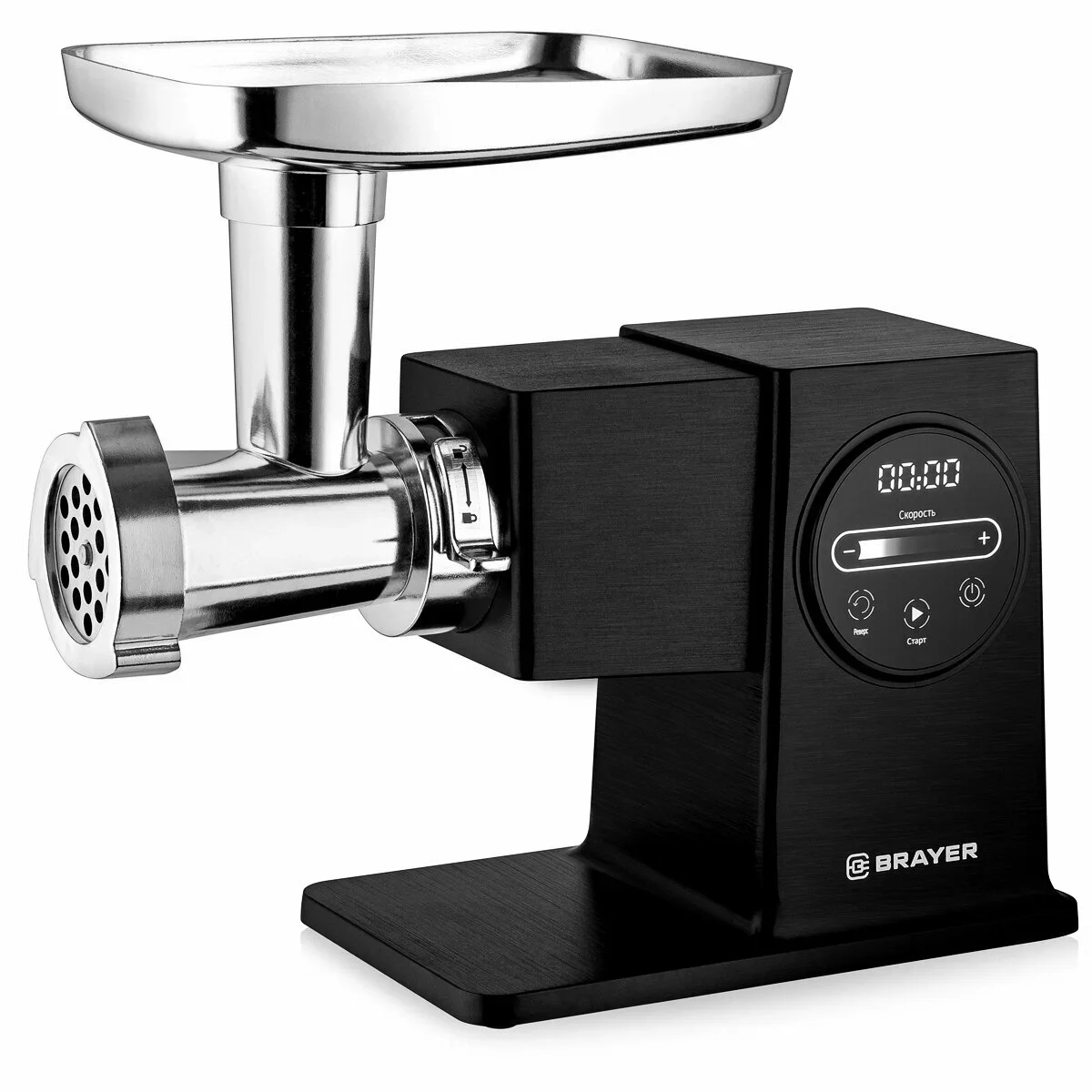 Мясорубка BRAYER 1611BR,2500 Вт, 2.5 кг/мин, LCD дисплей, сенсор управление, 2 диска из нержав