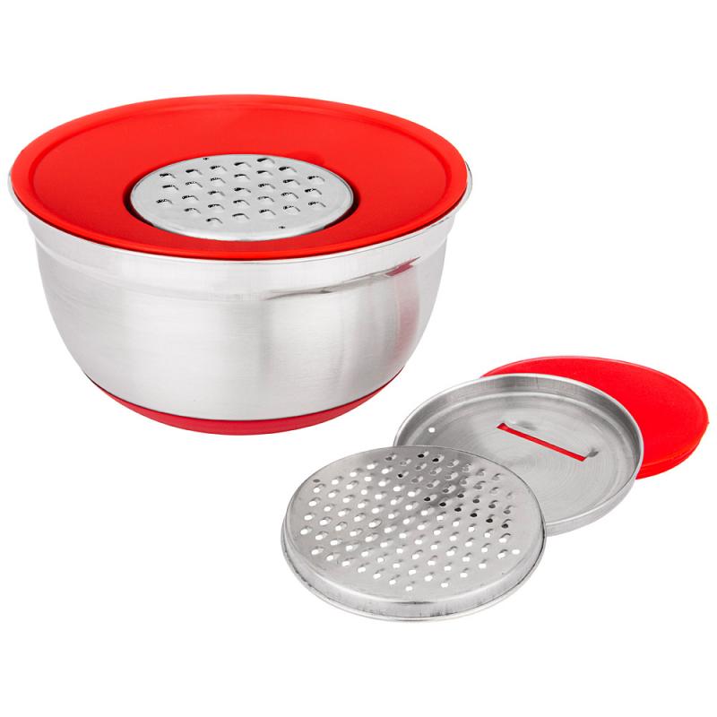 ARTI-M МИСКА  AGNESS 6 В 1  С КРЫШКОЙ С 3-МЯ СЪЕМНЫМИ ТЁРКАМИ,  24 СМ, 2,25 Л. ПРОТИВОСКОЛЬЗЯЩЕЕ ДНО