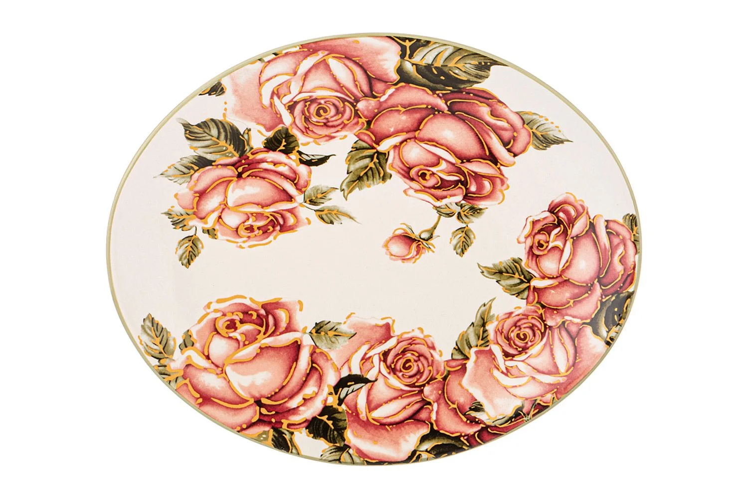 БЛЮДО ОВАЛЬНОЕ "КОРЕЙСКАЯ РОЗА" 31,5*25,5 СМ. ВЫСОТА=3 СМ. (КОР=18ШТ.)