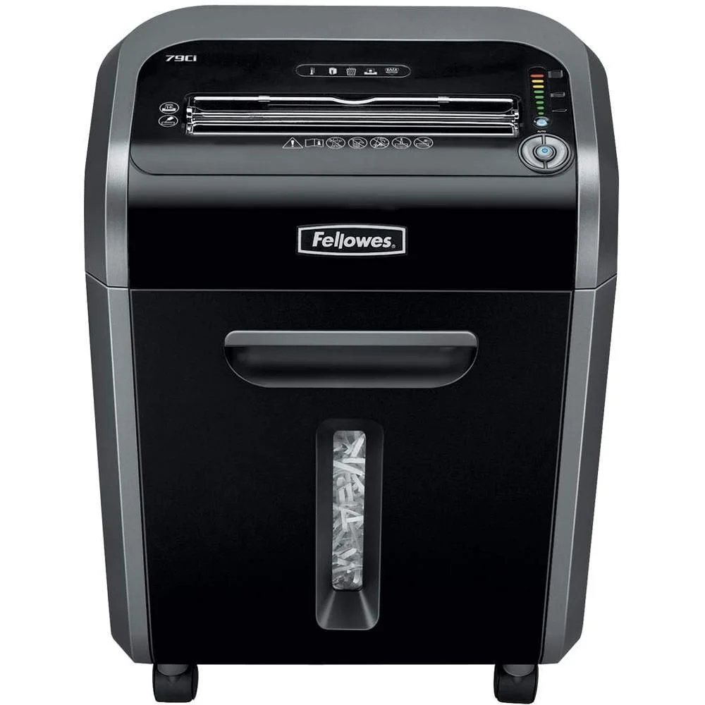 Fellowes® Шредер 79Ci.  (14 листов) , 23 литра, 3,9х38 мм (класс 4), 100%Jam Proof, уничтожает: скобы/скрепки/карты/CD